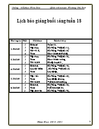 Giáo án Tổng hợp các môn Lớp 3 - Tuần 18 - Hoàng Thị Soa