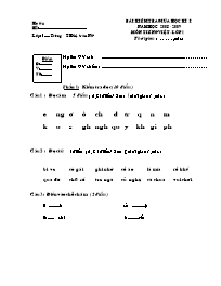 Bài kiểm tra giữa học kì I môn Tiếng Việt Lớp 1
