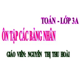 Bài giảng Toán Lớp 3 - Ôn tập các bảng nhân - Nguyễn Thị Thu Hoài