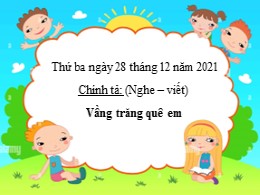 Bài giảng Tiếng Việt 3 - Tuần 17: Nghe viết V