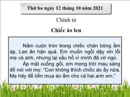 Bài giảng Tiếng Việt  3 - Tuần 3, Bài: Chiếc áo len - Năm học 2021-2022