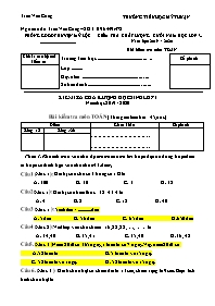 Bài kiểm tra chất lượng cuối năm môn Toán Lớp