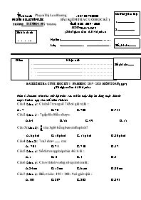 Bài kiểm tra cuối học kì 1 môn Toán Lớp 3 - N