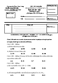 Bài kiểm tra cuối học kì 1 môn Toán Lớp 3 - N