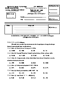 Bài kiểm tra cuối học kì 2 môn Toán Lớp 3 - N
