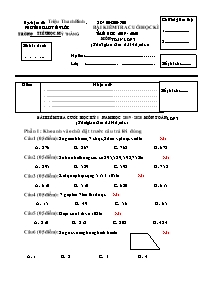 Bài kiểm tra cuối học kì môn Toán Lớp 3 - Năm