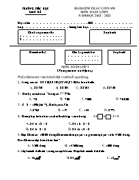 Bài kiểm tra cuối năm môn Toán Lớp 3 - Năm họ