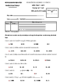 Bài kiểm tra định kì cuối học kì 2 môn Toán L
