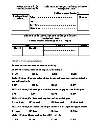 Đề kiểm tra chất lượng cuối học kỳ I môn Toán