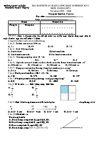 Đề kiểm tra chất lượng học sinh học kỳ I môn 