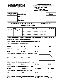 Đề kiểm tra cuối học kỳ I môn Toán Lớp 3 - Nă