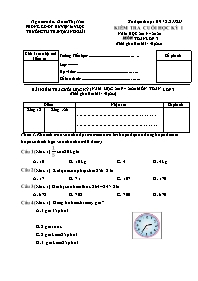 Đề kiểm tra cuối học kỳ I môn Toán Lớp 3 - Nă