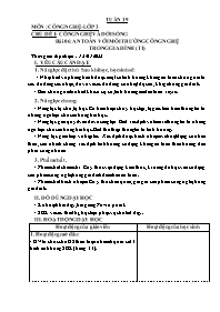 Giáo án Công nghệ Lớp 3 - Tuần 19 - Chủ đề 1: