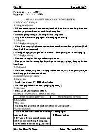 Giáo án Công nghệ Lớp 3 - Tuần 28 - Bài 9: Là