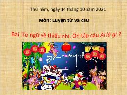 Bài giảng Tiếng Việt 3 (Luyện từ và câu) Sách