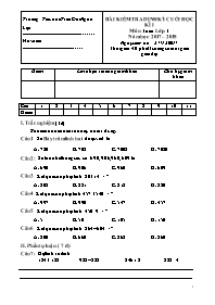 Đề kiểm tra cuối học kì I Toán + Tiếng Việt 3