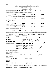 64 Đề kiểm tra định kì giữa học kì I Toán 3 -