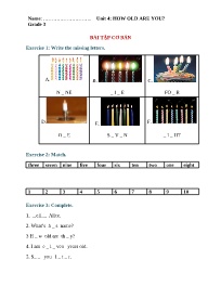 Bài tập Tiếng Anh 3 - Unit 4: How old are you