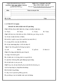 Đề kiểm tra Công nghệ 3 - Phiếu ôn 2 - Năm họ