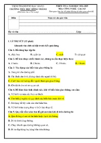 Đề kiểm tra Công nghệ 3 - Phiếu ôn 6 - Năm họ