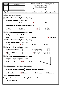 Đề kiểm tra cuối học kì I môn Toán Khối 3 - N