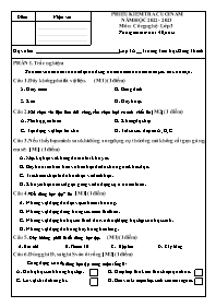 Đề kiểm tra cuối năm Công nghệ Lớp 3 - Năm họ