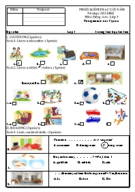 Đề kiểm tra cuối năm Tiếng Anh 3 - Năm học 20