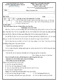 Đề kiểm tra Tiếng Việt 3 - Phiếu ôn 3 - Năm h