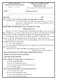 Đề kiểm tra Tiếng Việt 3 - Phiếu ôn 7 - Năm h