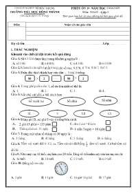 Đề kiểm tra Toán Lớp 3 - Phiếu ôn 10 - Năm họ