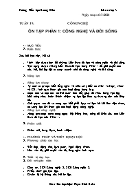 Giáo án Công nghệ 3 - Tuần 19: Ôn tập phần 1