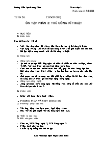 Giáo án Công nghệ 3 - Tuần 20, Ôn tập phần 2: