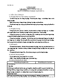 Giáo án Công nghệ 3 - Tuần 22, Chủ đề 2: Thủ