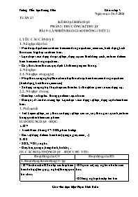 Giáo án Công nghệ 3 - Tuần 27, Phần 2: Thủ cô