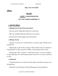 Giáo án Đạo đức 3 - Tuần 21, Chủ đề 6: Khám p