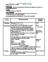 Giáo án Tiếng Anh 3 - Period 49, Unit 20: Whe