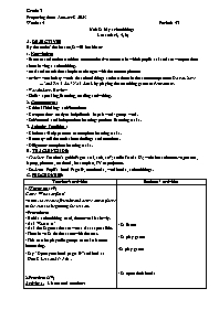 Giáo án Tiếng Anh 3 - Week 14 - Năm học 2022-