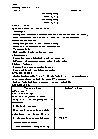 Giáo án Tiếng Anh 3 - Week 20 - Năm học 2022-
