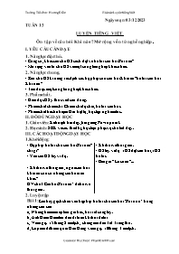 Giáo án Tiếng Việt 3 - Tuần 13: Ôn tập về câu